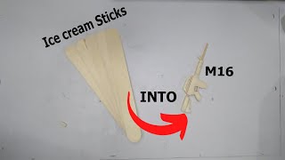 M16 pop stick gun | pop stick craft | pop stick gun | popsicle stick crafts | 5 minutes craft | mini
