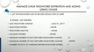 change コマンドを使用したパスワード エージング ポリシー Linux -1