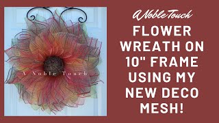 How to make, A Noble Sunflower Ombre Mesh Wreath, 10 frame, deco mesh flower wreath, DIY wreath.