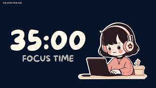 Pomodoro Timer - 35x3 | Cozy Fireplace + Brown Noise 🪔₊° | ADHD Study