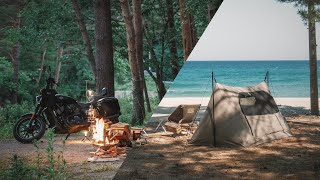 Camping in fantastic seas, relaxing on motorcycles/motorcycle trips