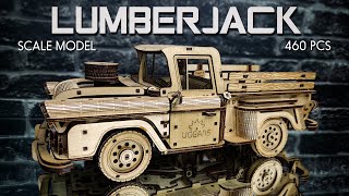 Assembly Pickup Lumberjack Out of Wood | Ugears 3D Puzzle | Speed Build \u0026 Review | ASMR