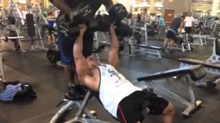 Brad Castleberry doing the heaviest dumbbell incline presse