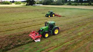 Agrarbetrieb Jakobsen - 1.Schnitt Heulage mit John Deere 6230, 6250 und Kuhn Mähwerken und Heuwender