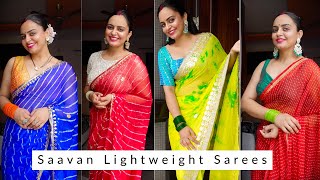 Saavan Special Saree Haul | Leheriya \u0026 Bandhani Sarees