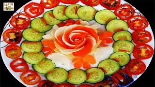 Incredible Radish & Carrot Rose Flower Garnish with Cucumber & Tomato Decoration!