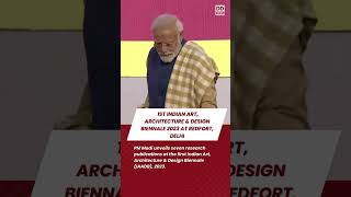 PM Modi unveils seven research publications at the first Indian Art, Architecture & Design Biennale.