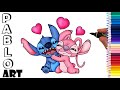 How to Draw Stitch and Angel Love from Lilo and Stitch ❤️ ❤️ ❤️ | Learn to Draw  step by step