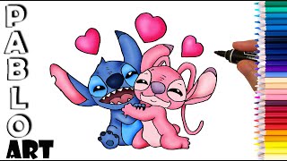 How to Draw Stitch and Angel Love from Lilo and Stitch ❤️ ❤️ ❤️ | Learn to Draw  step by step