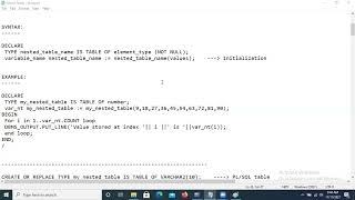 Oracle SQL PLSQL | session 27 | Collections | Nested tables