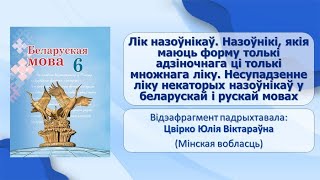 Тэма 27. Лік назоўнікаў. Назоўнікі, якія маюць форму толькі адзіночнага ці толькі множнага ліку.