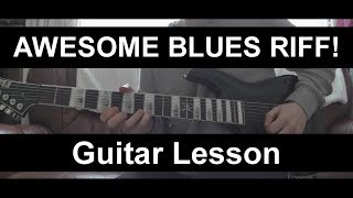 Awesome Blues Riff *LEFT HANDED* Guitar Lesson!