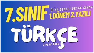 ORTAK SINAV ❗7. Sınıf TÜRKÇE 1.Dönem 2.Yazılı |%99 Çıkabilir🧑‍🏫