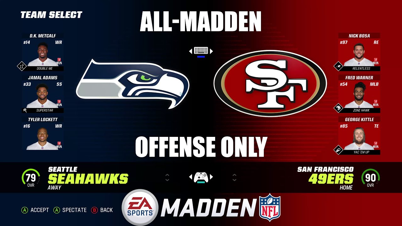 Madden NFL 23 49ers Vs. Seahawks (All-Madden) (49ers Offense Only ...