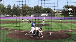 Broadway HS (2023) RHP/OF Dylan Shifflett sends the umpire to the ground with this rocket 🚀 to SS.