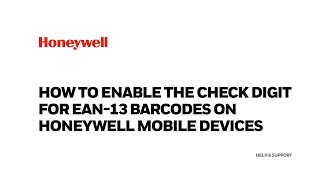 How to Enable the Check Digit for EAN-13 Barcodes on Honeywell Mobile Devices