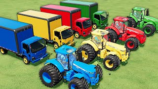 GIANT TRACTOR OF COLORS! Massey FERGUSON Tractors & ISUZU Loaders! SILAGE BALING, LOAD! FS22