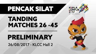 KL2017 29th SEA Games | Pencak Silat (Tanding) - MATCHES 26-45 | 26/08/2017