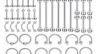 Jstyle 60 120Pcs Body Jewelry Piercing Lot Stainless Steel Nose Horseshoe Lip Tongue Eyebrow Tragus