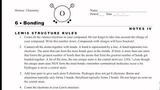 Honors Chemistry Notes 6 4 Lewis Structures