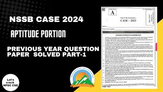 NSSB CASE 2024 | Previous Year Aptitude Paper Solved Part-1