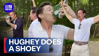 Ryan Reynolds roped into Aussie tradition with Hugh Jackman | 9 News Australia