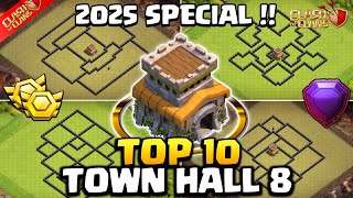 NEW STRONGEST TOP 10 TH8 BASE LINK 2025 | BEST TH8 WAR/CWL/TROPHY BASE | TH8 FARMING BASE | COC