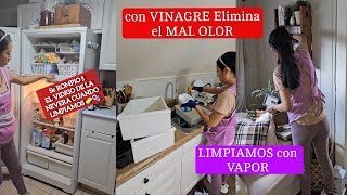 ELIMINA EL MAL OLOR CON VINAGRE| LIMPIANDO LA NEVERA SE ROMPIO EL VIDRIO, LIMPIEZA CON VAPOR