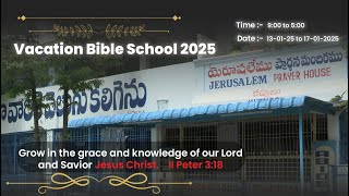 || VBS 2025 || DAY 4 || MORNING SESSION  || 16-01-2025 || JERUSALEM PRAYER HOUSE KURNOOL ||