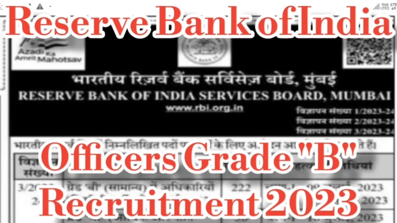 RBI Officers Grade B Recruitment 2023 Application Starts April 9 #rbi # ...