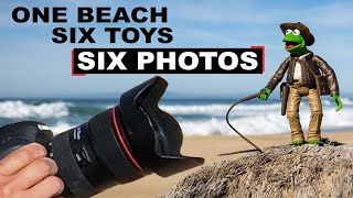 One Beach | Six Toys | Six Photos:  toy photography on the beach