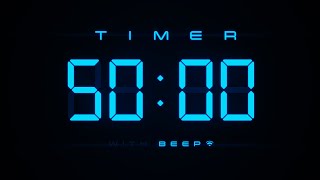 50 Minute Countdown Timer ⏱ Digital Blue Clock with Beeps 💙