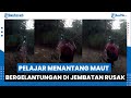 Menantang Maut, Pelajar di Cianjur Terpaksa Bergelantungan di Jembatan Rusak untuk Sekolah