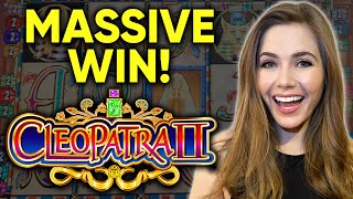 MASSIVE BONUS WIN! My Biggest Win On Cleopatra 2 Slot Machine! Rare Re-Trigger!