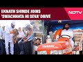 Mumbai News | Eknath Shinde Drives Tractor As He Participates In The 'Swachhata Hi Seva' Drive