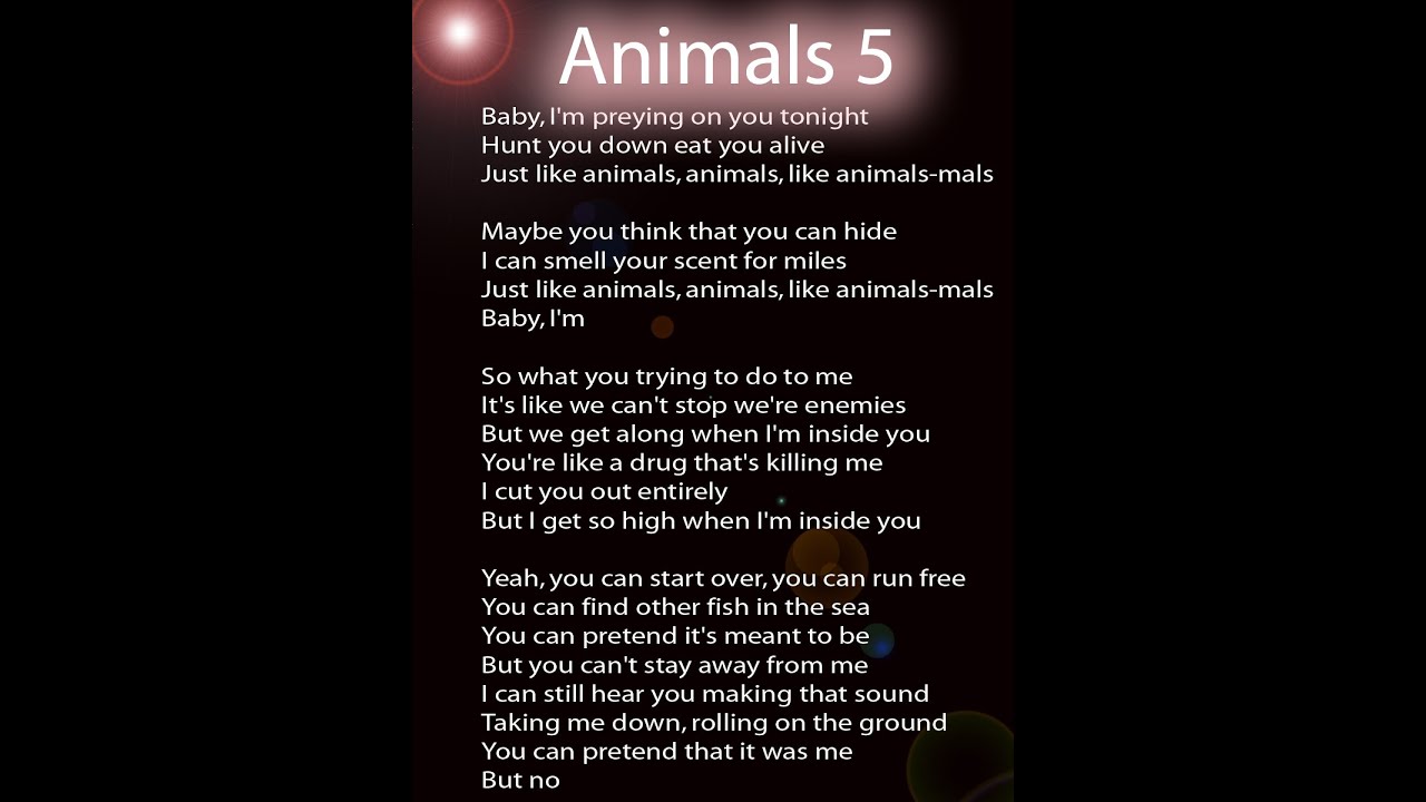 Maroon 5 Lyrics Animals
