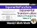 Exponential Transformations - effects of change in value of 