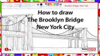 How to draw Brooklyn Bridge, New York l LearnByArt