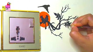 Switchboard art love bird and tree🌴||simple and beautiful idea of switchboard art