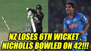 India vs NZ 2nd ODI : Kiwis lose their 6th wicket, Nicholls clean bowled by Bhuvi | Oneindia News