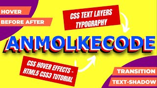 Css Text Layers Typography - Css Hover Effects - Html5 Css3 Tutorial