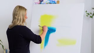 Big Abstract Acrylic Painting Demo - Satisfying Modern Art for Beginners