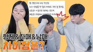 형제vs자매vs남매의 차이점은?