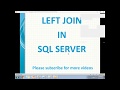 SQL Left Join | Left outer join in SQL