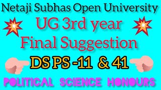 nsou ug 3rd year pol science honours DS PS 11 \u0026 41 suggestion