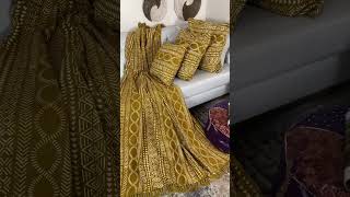 Sira Yellow African Mudcloth Blanket Set, Traditional Textile Bedsheet