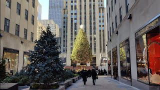 【4K】Fifth Ave., St. Patrick's Cathedral, Rockefeller Center and Sixth Ave.: Frozen Bryant Park NYC