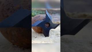 Rusty bearning ball forged into a shuriken #watch  #rusty #bearing #restoration  #shuriken