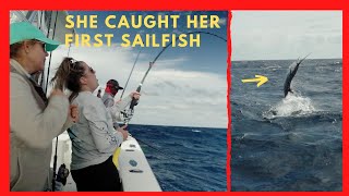 Lady Anglers Catch Their First Sailfish - Red Hot Action!