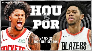 Portland Trail Blazers vs Houston Rockets  Game Highlights | Mar 25 | 2024 NBA S